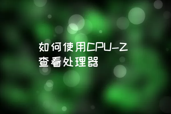 如何使用CPU-Z查看处理器